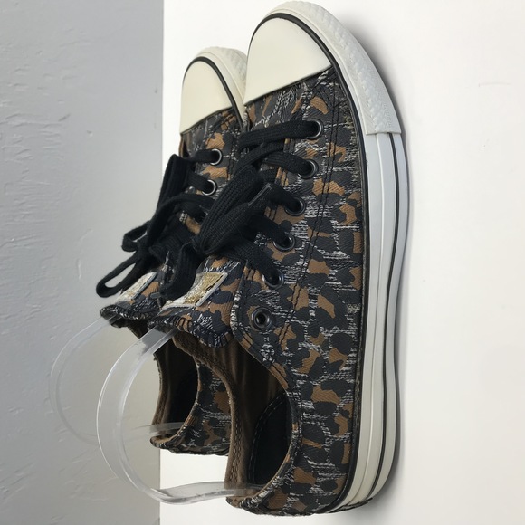 Converse Shoes - Converse All Star Women 9 Shoes Low Top Shoe Cheetah Leopard Sneaker Brown Black